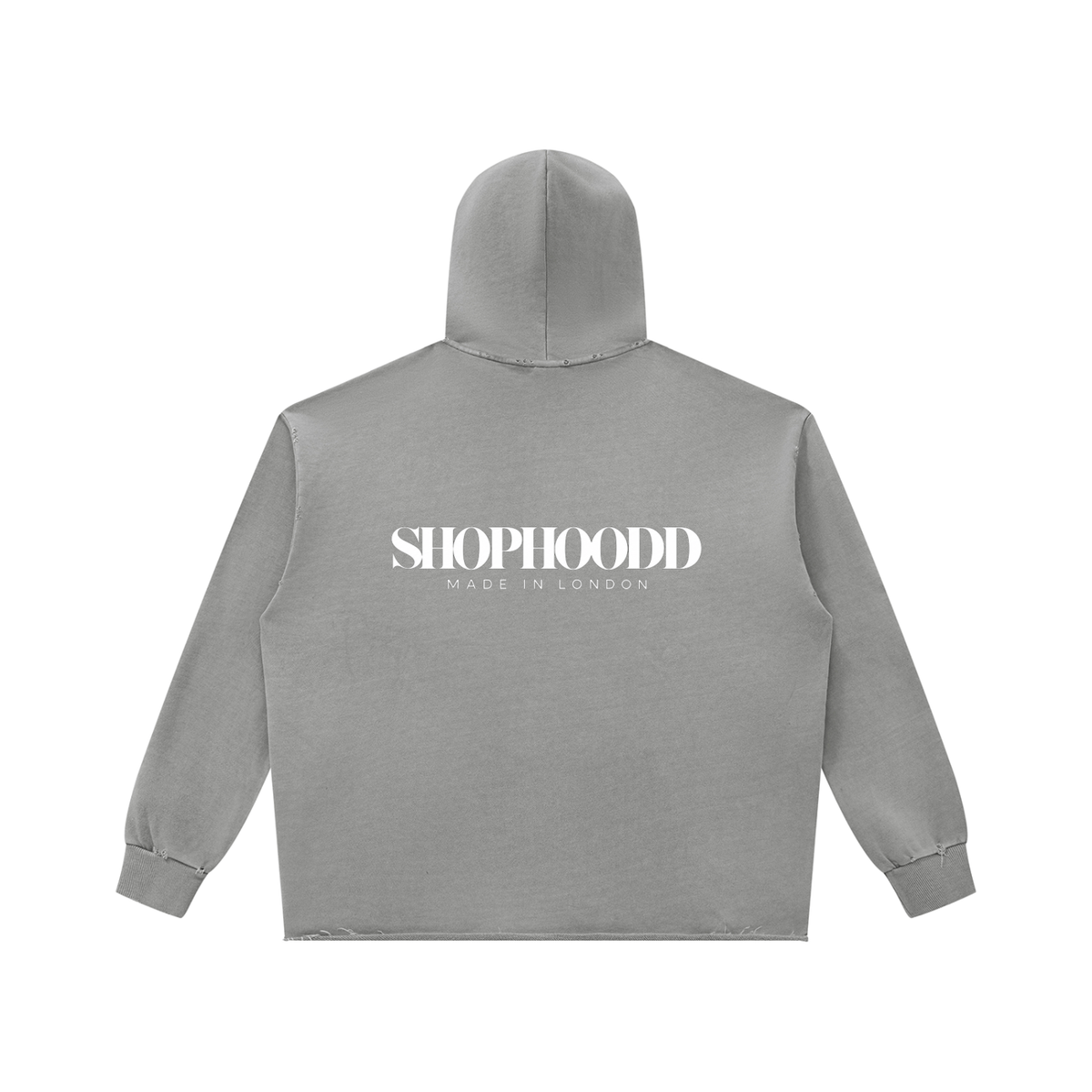 SHOPHOODIE® LONDON SHOPHOODD Made in London 420 GSM distressed vintage-wash raw-edge oversized hoodie — image 4