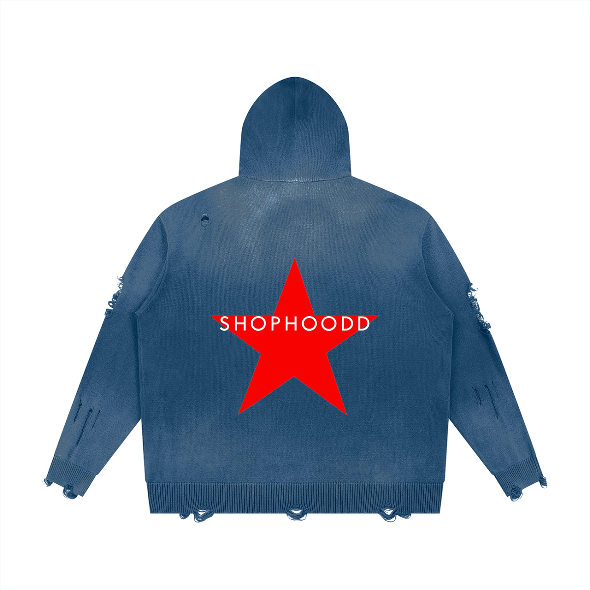 SHOPHOODIE® LONDON SHOPHOODD 760 GSM distressed oversized full-zip cotton hoodie — product image 6