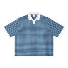 SHOPHOODIE Unisex Boxy Plaid Color Block Polo Shirt