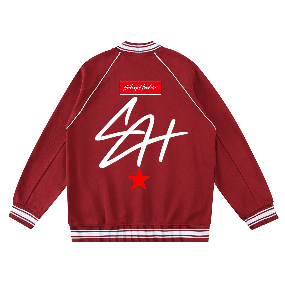 SHOPHOODIE® AVANT SH SIGNATURE Contrast Trim Raglan Varsity Jacket – product image 8