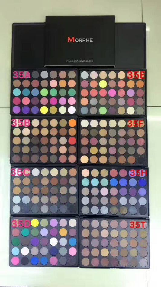 Morphe makeup palette with various color swatches on a black background