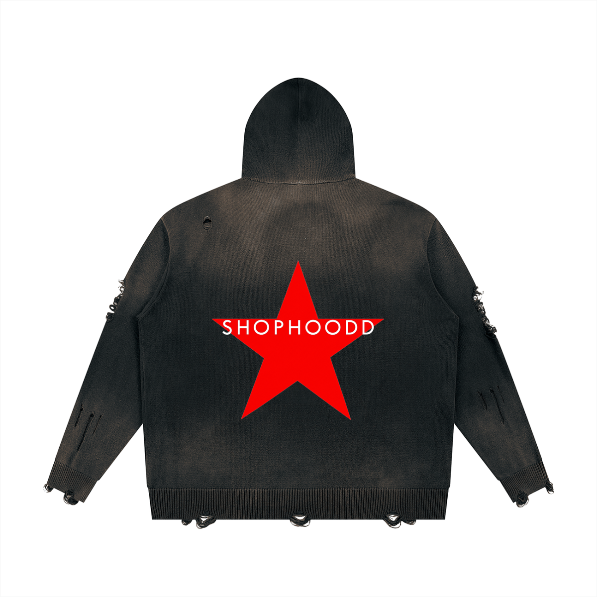SHOPHOODIE® LONDON SHOPHOODD 760 GSM distressed oversized full-zip cotton hoodie — product image 2