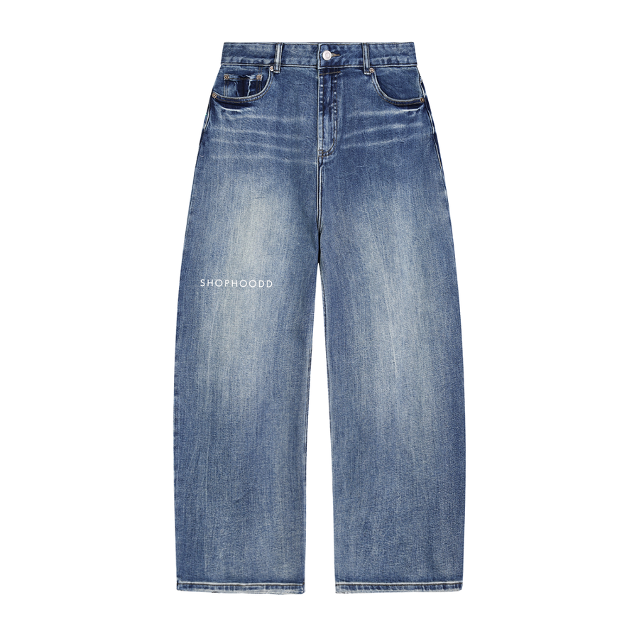 SHOPHOODIE® SHOPHOODD™ Sunfade Heavyweight Wide-Leg Denim Jeans — 543 GSM