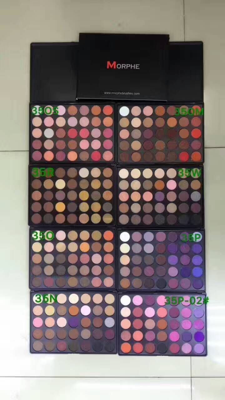 Morphe makeup palette with various color swatches on a white background