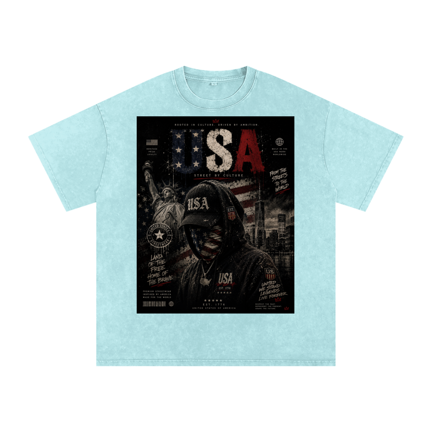 SHOPHOODIE USA DREAMER-Snow Washed Oversized Cotton T-Shirt
