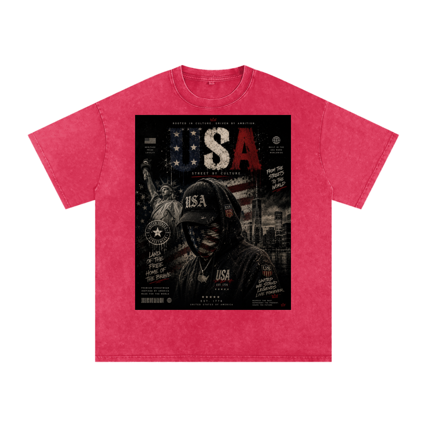 SHOPHOODIE USA DREAMER-Snow Washed Oversized Cotton T-Shirt