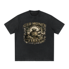 SHOPHOODIE GET MONEY FIRST Heavyweight Vintage Washed Frayed T-Shirt