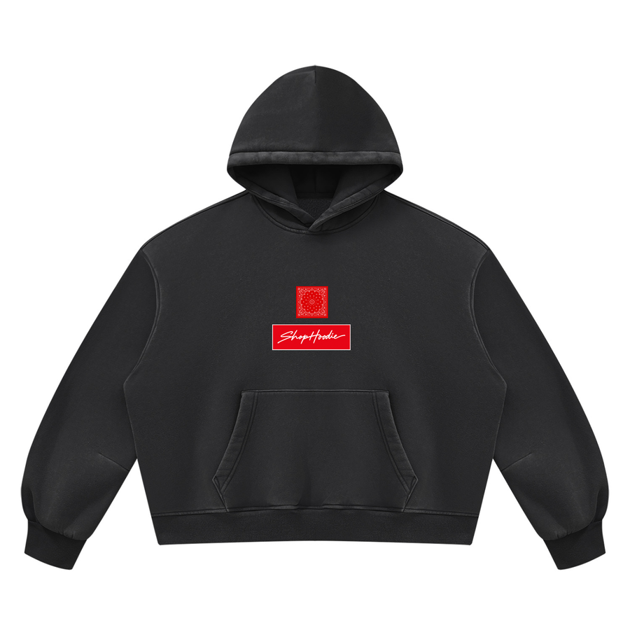SHOPHOODIE® AVANT BOX LOGO Vintage Wash Boxy Hoodie — 390 GSM