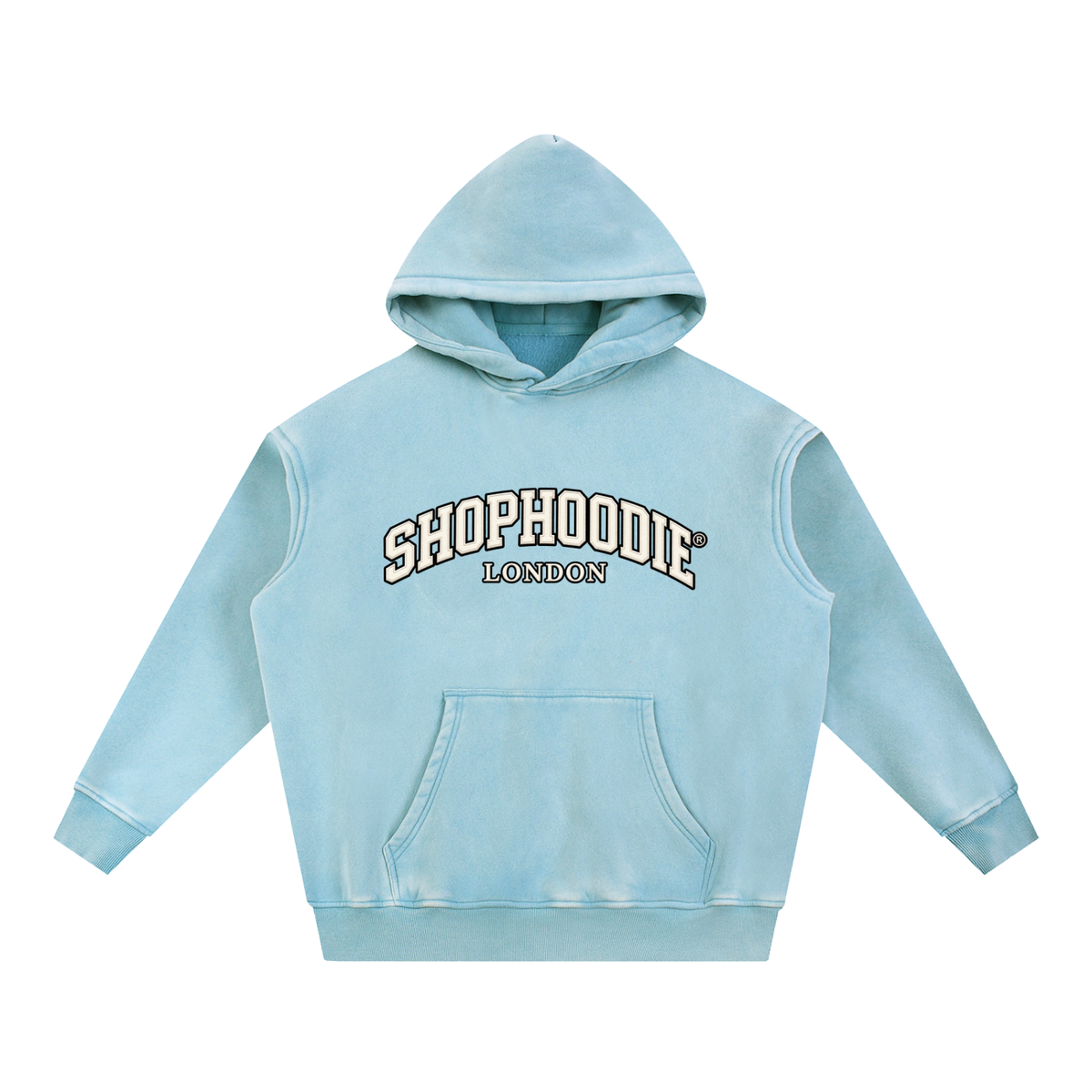 SHOPHOODIE® LONDON 355 GSM snow-wash oversized unisex fleece hoodie — product image 7