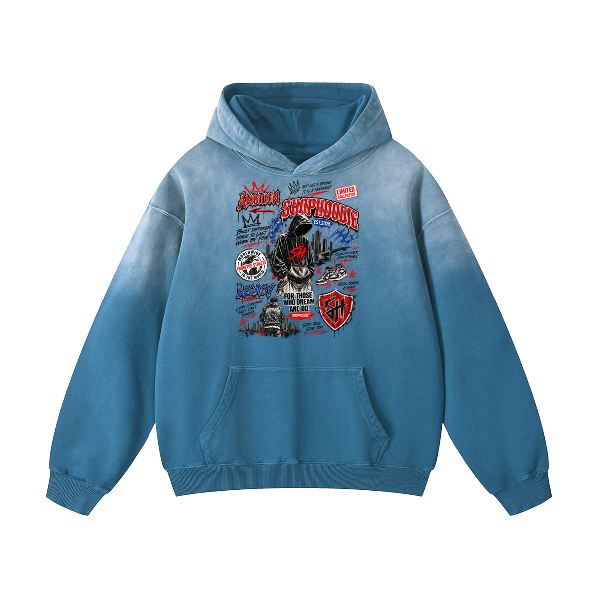 SHOPHOODIE® LONDON AMBITION IN MOTION Heavyweight Sunfade Oversized Hoodie — 400 GSM — product image 7