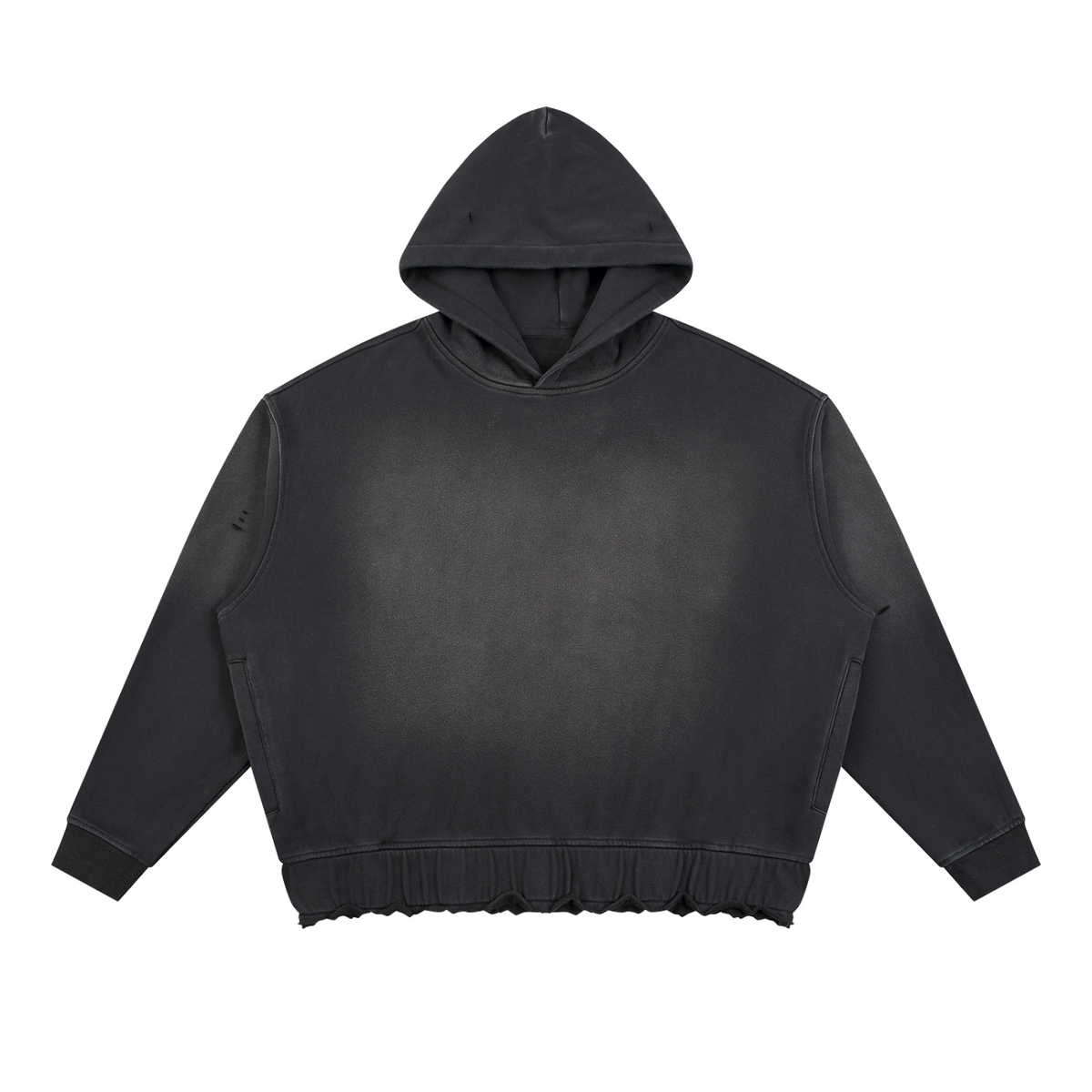 SHOPHOODIE LONDON BLANK 370 GSM unisex sunfade ripped boxy hoodie – product image 1
