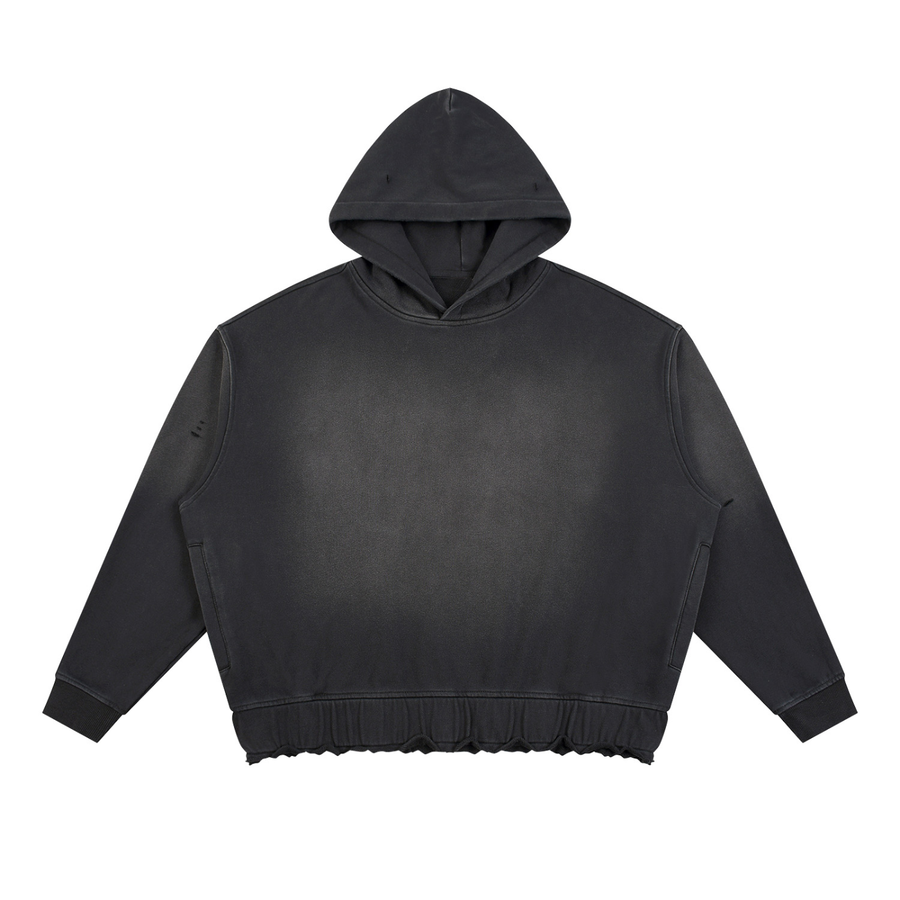 SHOPHOODIE® LONDON BLANK Unisex Sunfade Ripped Boxy Hoodie — 370 GSM