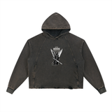 SHOPHOODIE® Vintage Washed Frayed-Hem Hoodie Drop 02 & Drawstring Jogged Sweatpants III Complete Set