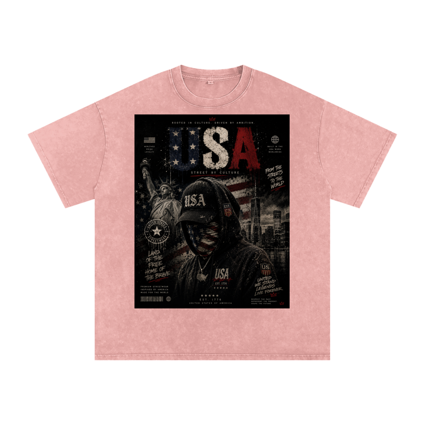 SHOPHOODIE USA DREAMER-Snow Washed Oversized Cotton T-Shirt