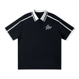 SHOPHOODIE SH LOGO Unisex Contrast Piping Polo Shirt