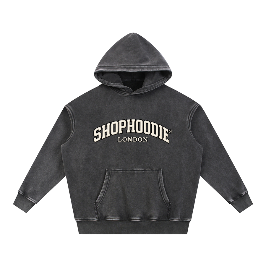 SHOPHOODIE® LONDON Unisex Snow-Wash Oversized Fleece Hoodie — 355 GSM