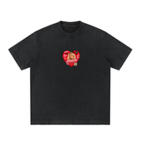 SHOPHOODIE® RED HEART PRESTIGE Heavyweight Vintage Washed Frayed T-Shirt