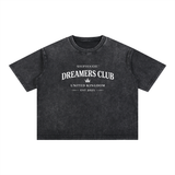 SHOPHOODIE® DREAMERS CLUB Mineral Wash Boxy Cotton T-Shirt — 275 GSM