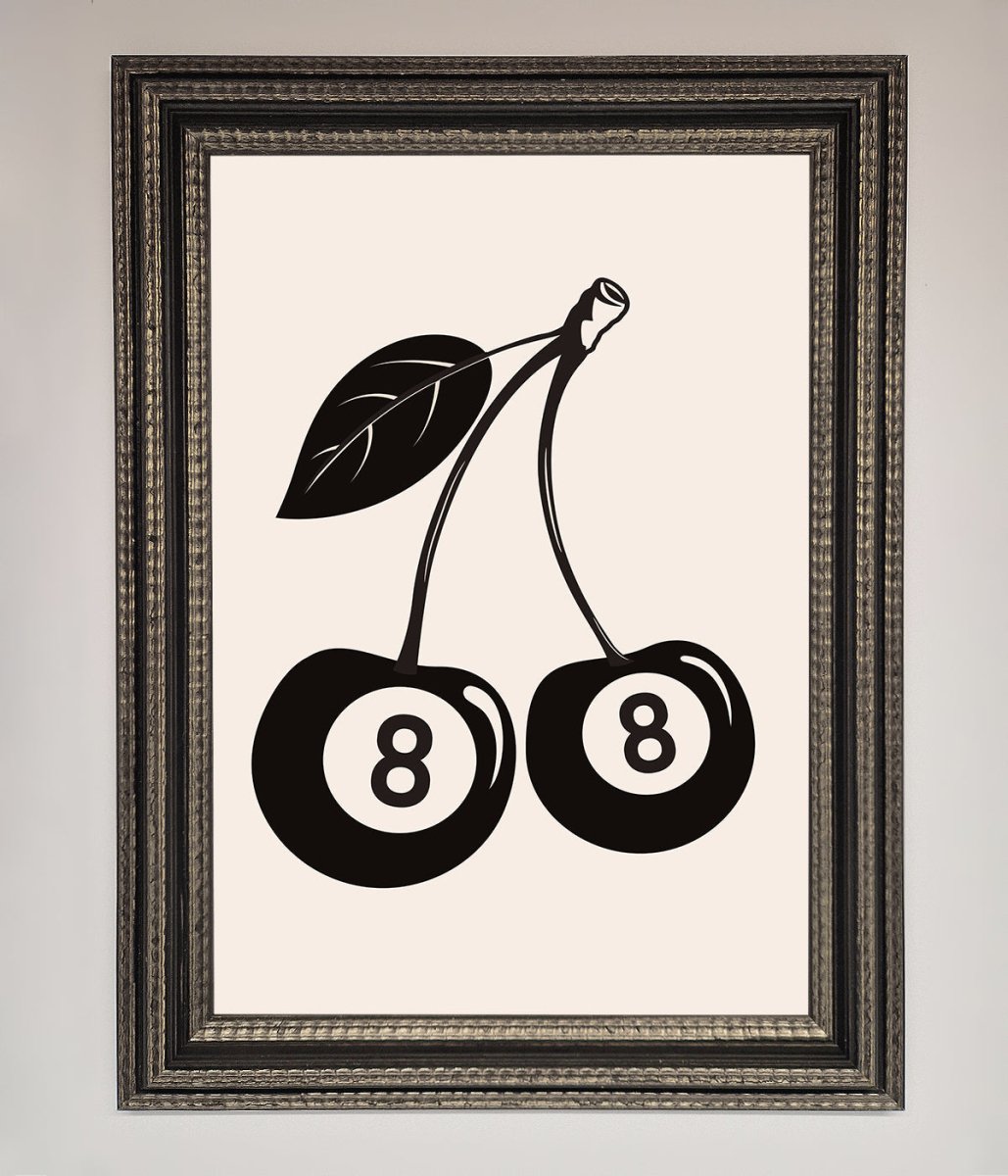 8 Ball Cherries Framed Wall Art