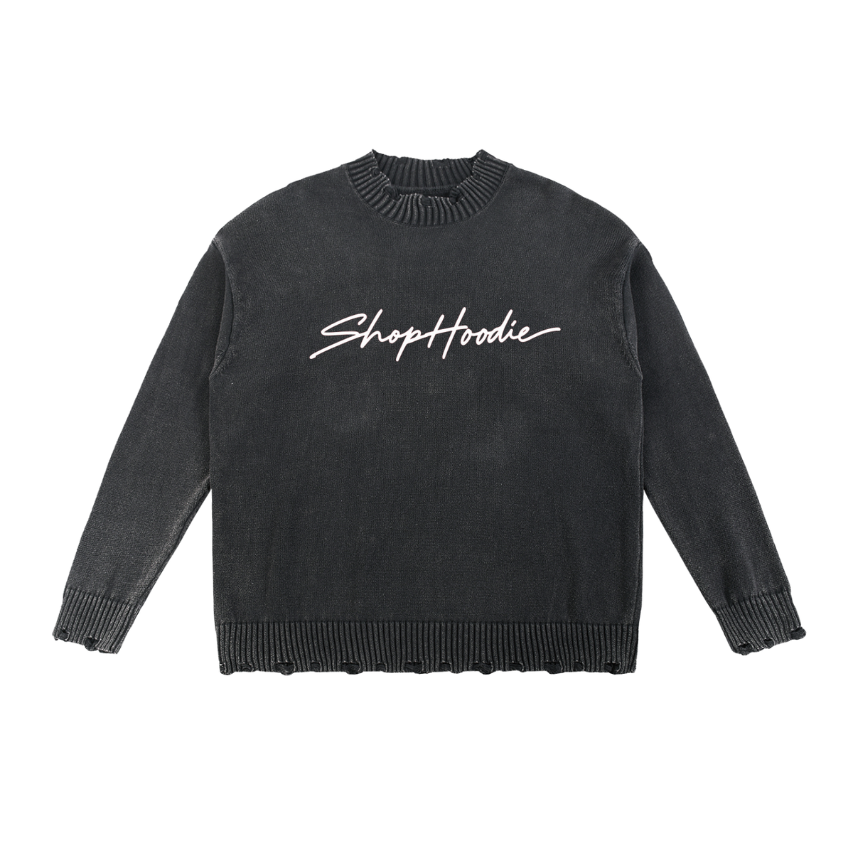 SHOPHOODIE® Vintage Wash Hand-Frayed Oversized Crewneck Sweatshirt — 425 GSM — product image 1