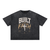 SHOPHOODIE® BUILT ON FAITH MINERAL WASH BOXY COTTON T-SHIRT