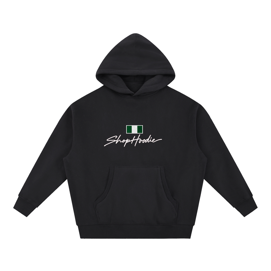 SHOPHOODIE® NIGERIA FLAG Oversized Boxy Fleece Hoodie & Barrel-Leg Sweatpants Complete Set