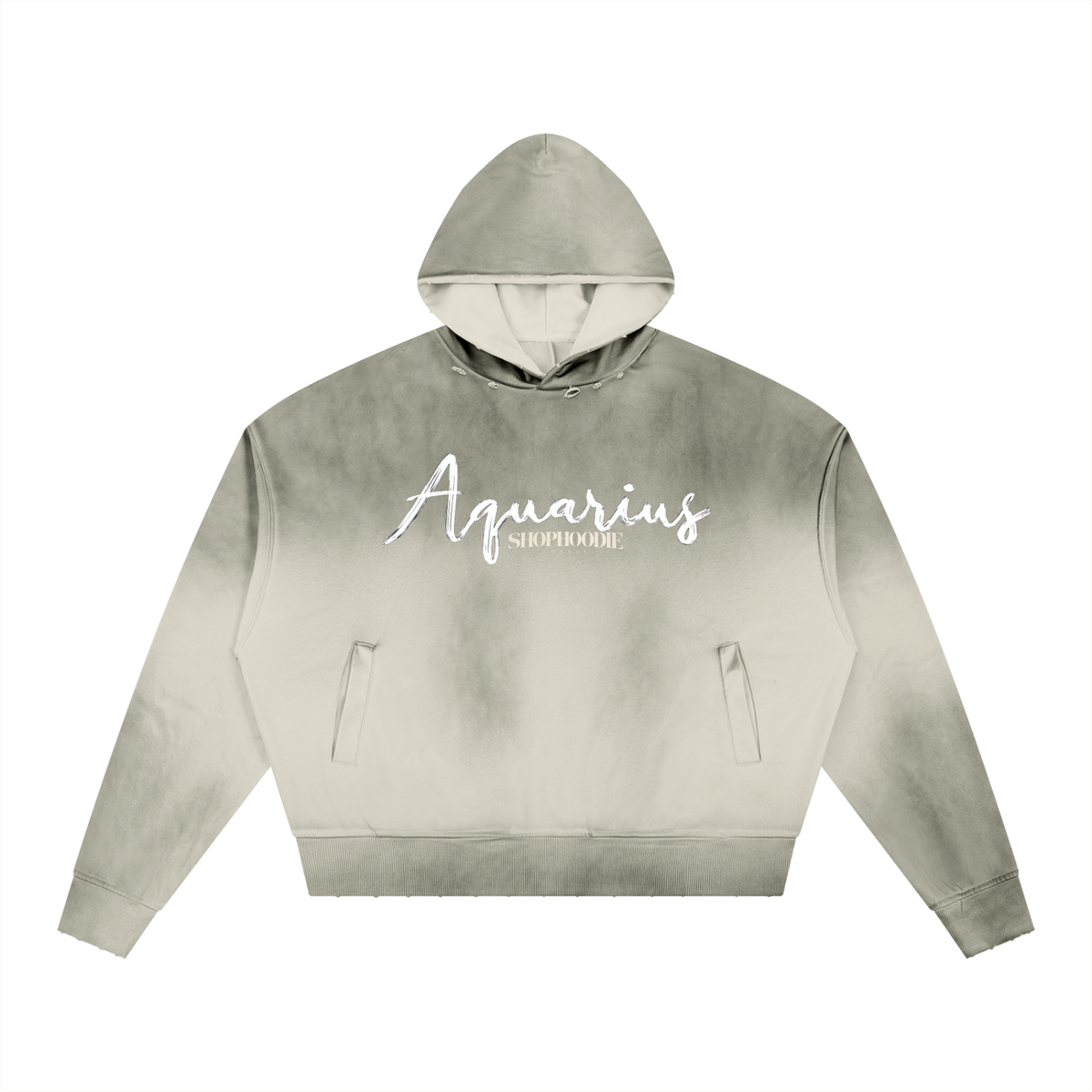 SHOPHOODIE® LONDON AQUARIUS 370 GSM sunfade distressed boxy hoodie — product image 3