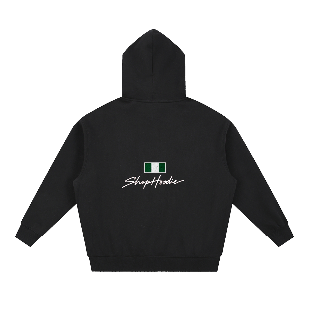SHOPHOODIE® NIGERIA FLAG Oversized Boxy Fleece Hoodie — 345 GSM — view 2