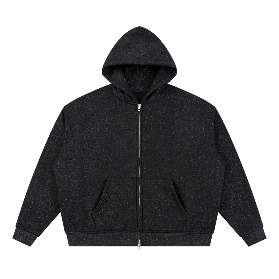 SHOPHOODIE® BLANK Diamond Main Unisex Sparkles Full-Zip Boxy Hoodie — 360 GSM