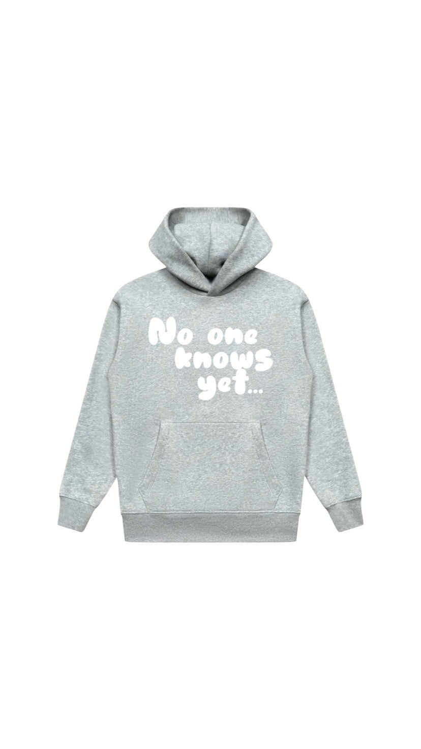 No One Knows Yet Hoodie | Grey/White