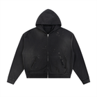 SHOPHOODIE Sun Fade Frayed Raw Edge Fleece Zip Hoodie