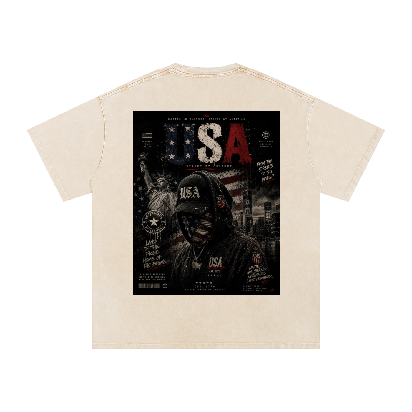 SHOPHOODIE USA DREAMER-Snow Washed Oversized Cotton T-Shirt