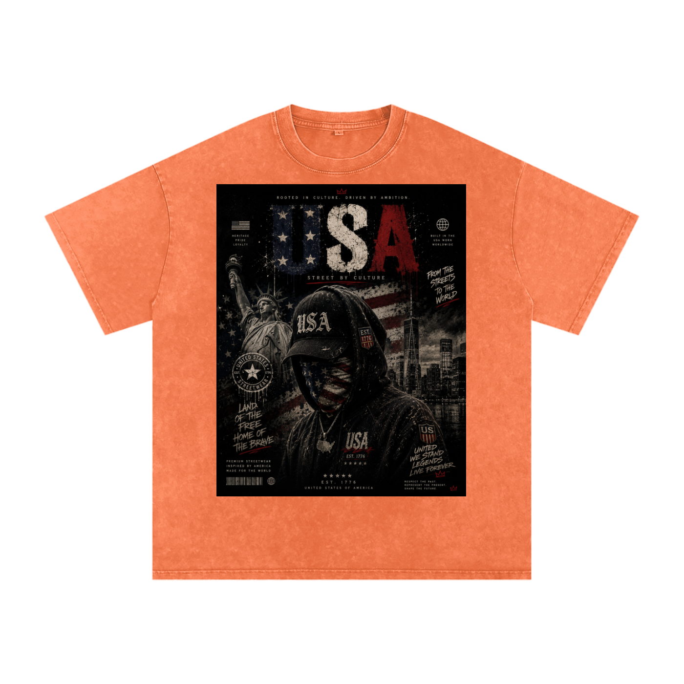 SHOPHOODIE USA DREAMER-Snow Washed Oversized Cotton T-Shirt