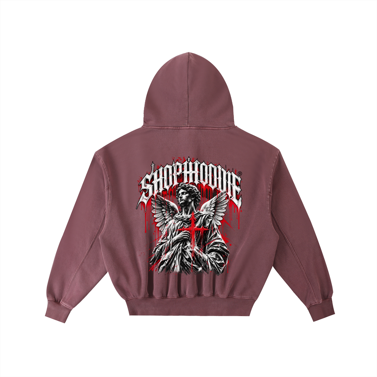 SHOPHOODIE® LONDON AMBITION IN MOTION Frayed Vintage Wash Oversized Fleece Hoodie — 350 GSM — product image 10