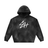 SHOPHOODIE® SH LOGO SIGNATURE Unisex Sunfade Frayed Fleece Hoodie — 350 GSM