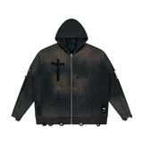 SHOPHOODIE DARK CROSS AVANT Distressed Zip HOODIE 760 GSM