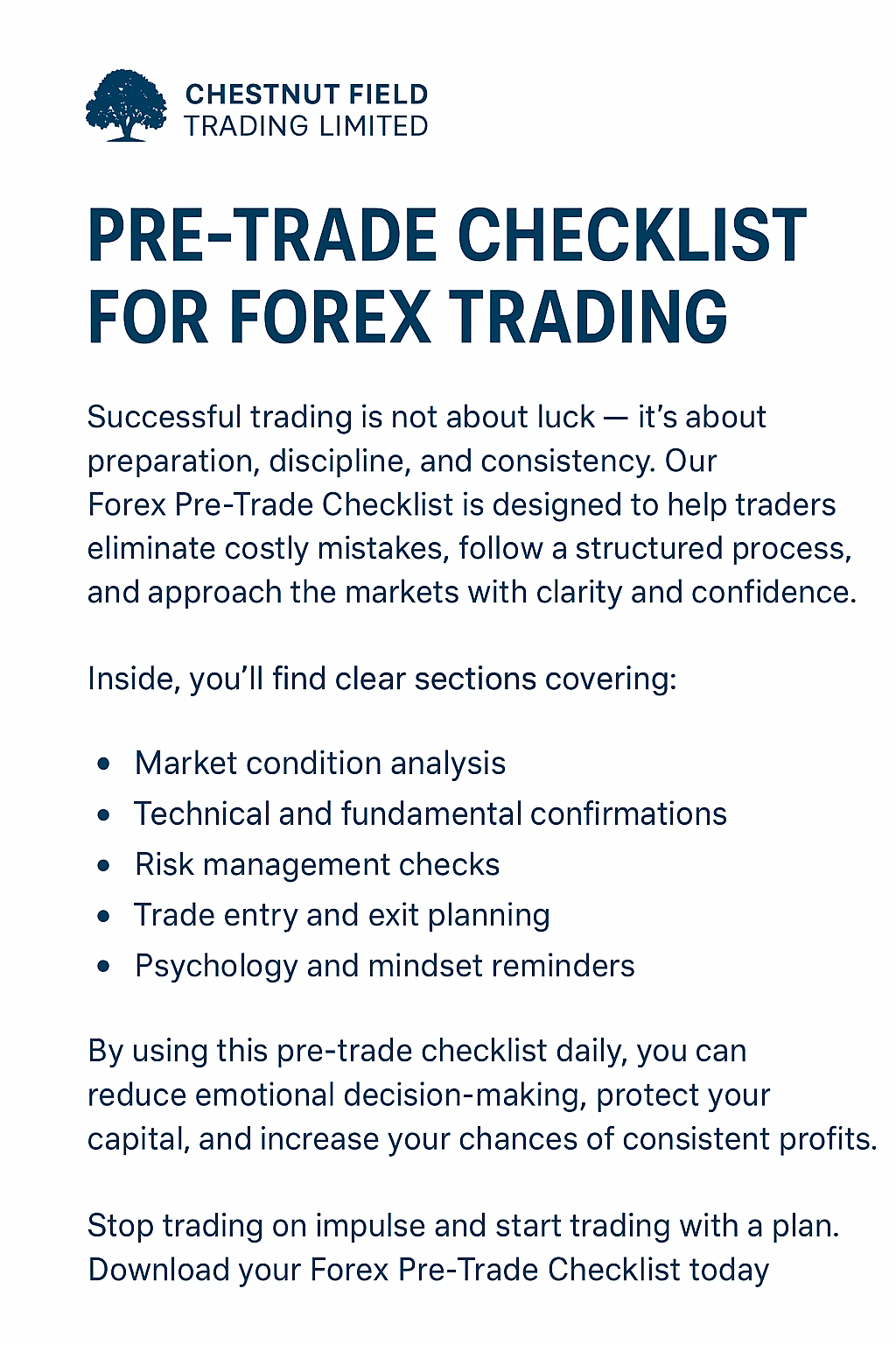 50 High-Standard Prechecks for Forex Trading