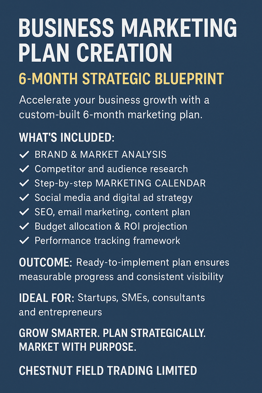 Business Marketing Plan Creation — 6-Month Strategic Blueprint by Chestnut Field Trading Limited