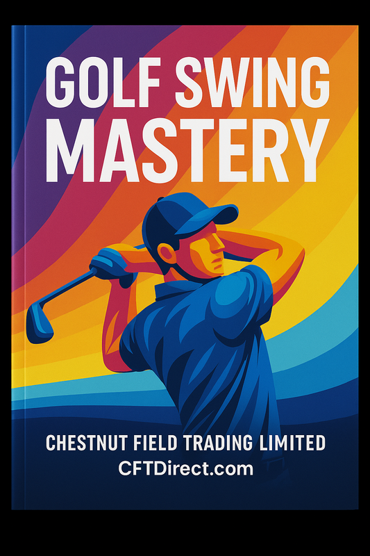 Book cover of 'Golf Swing Mastery' with a colorful design and golfer illustration.