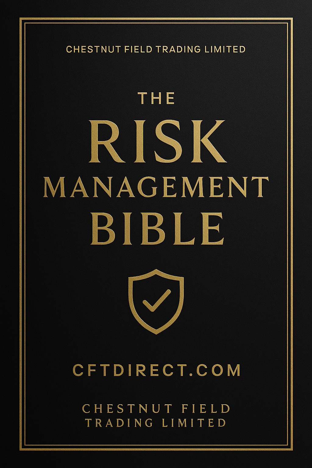 Book cover of 'The Risk Management Bible' with gold text on a black background
