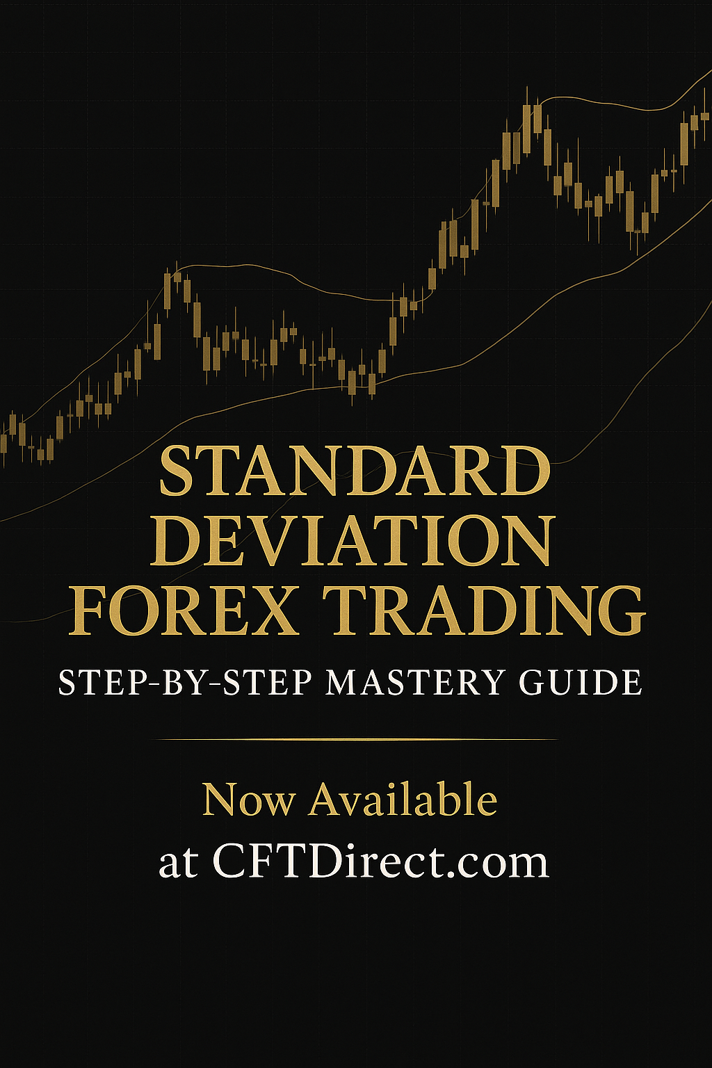 Book cover of 'Standard Deviation Forex Trading' with a candlestick chart on a black background.