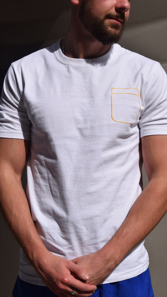 Essential Plain T-Shirt | White/Gold