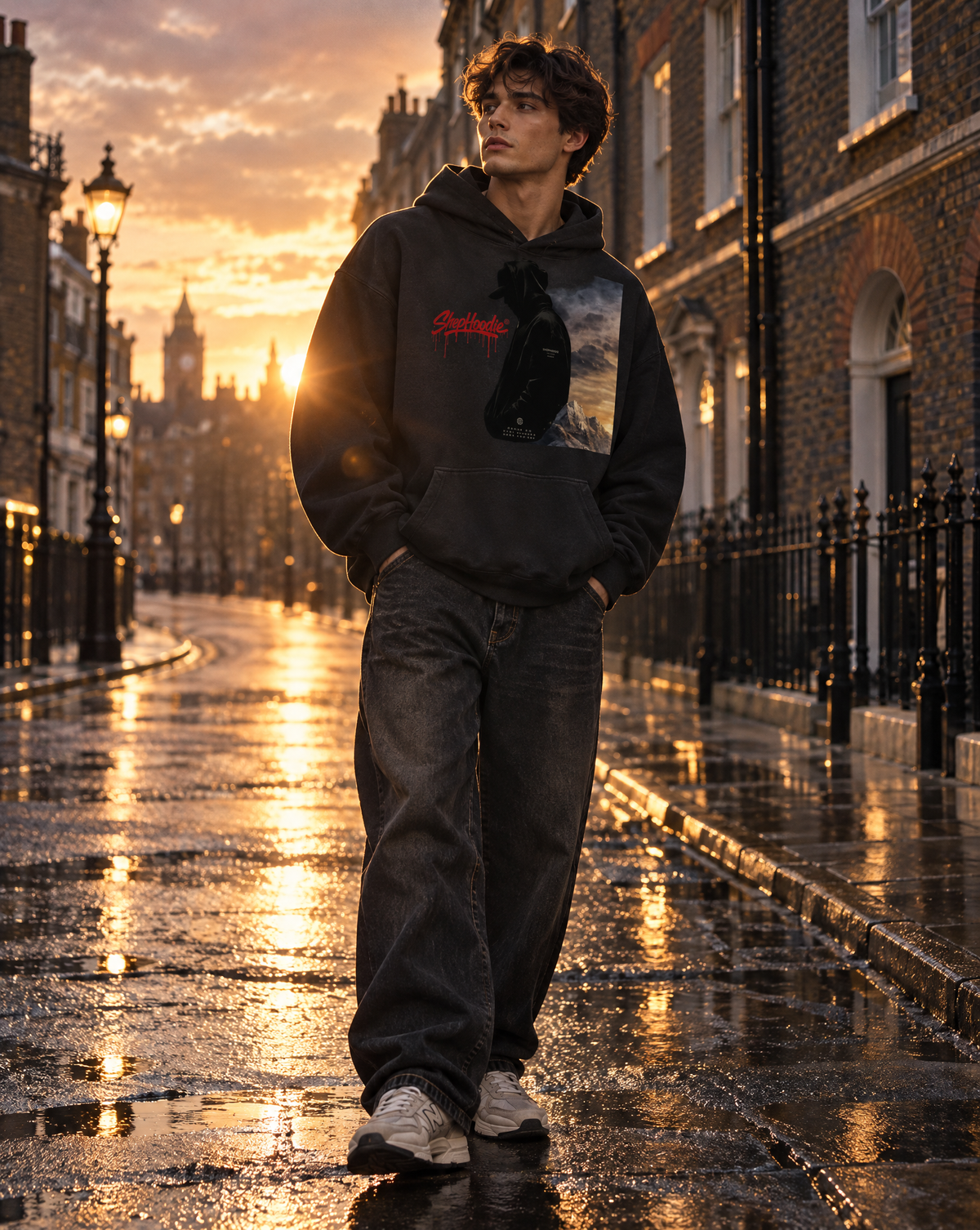 SHOPHOODIE® EAGLE VISION Heavyweight Sunfade Oversized Hoodie — 400 GSM