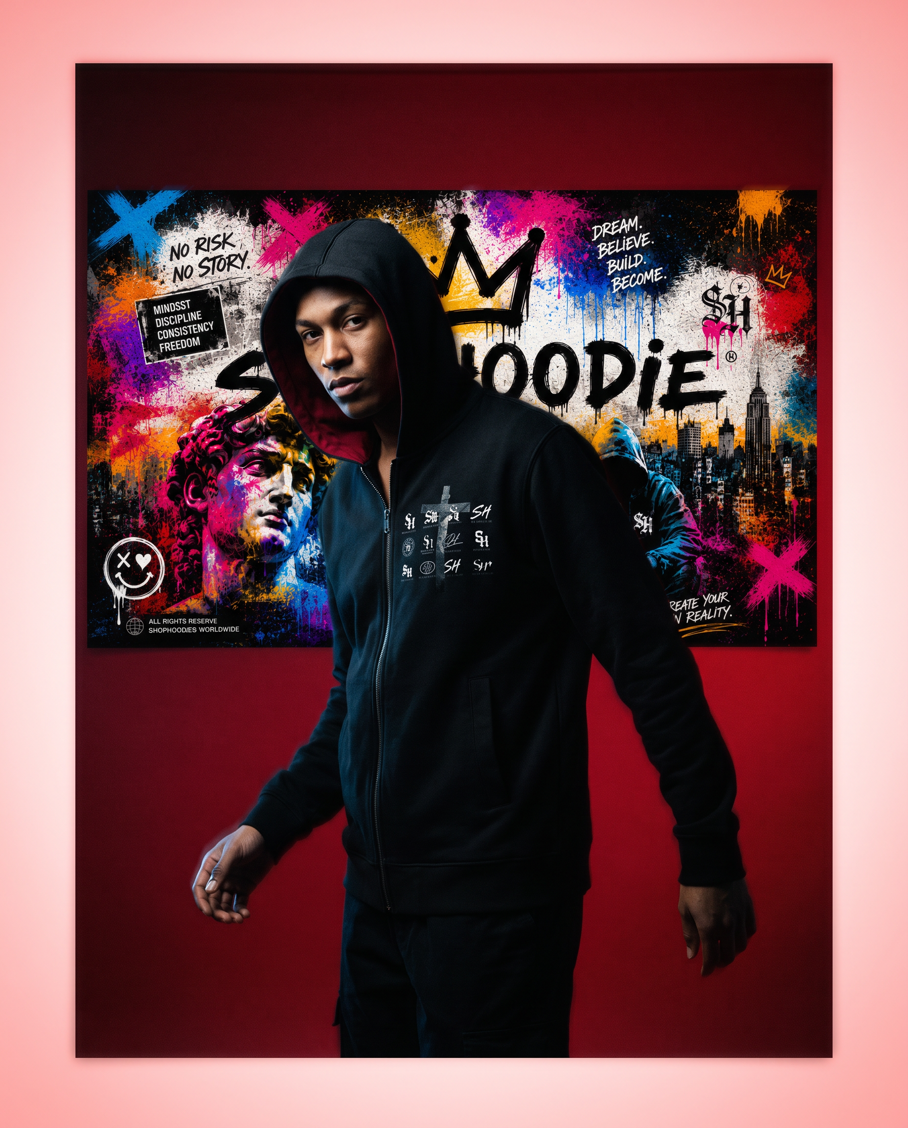 SHOPHOODIE ROBO CLASSIC Drop Shoulder Full Zip Hoodie