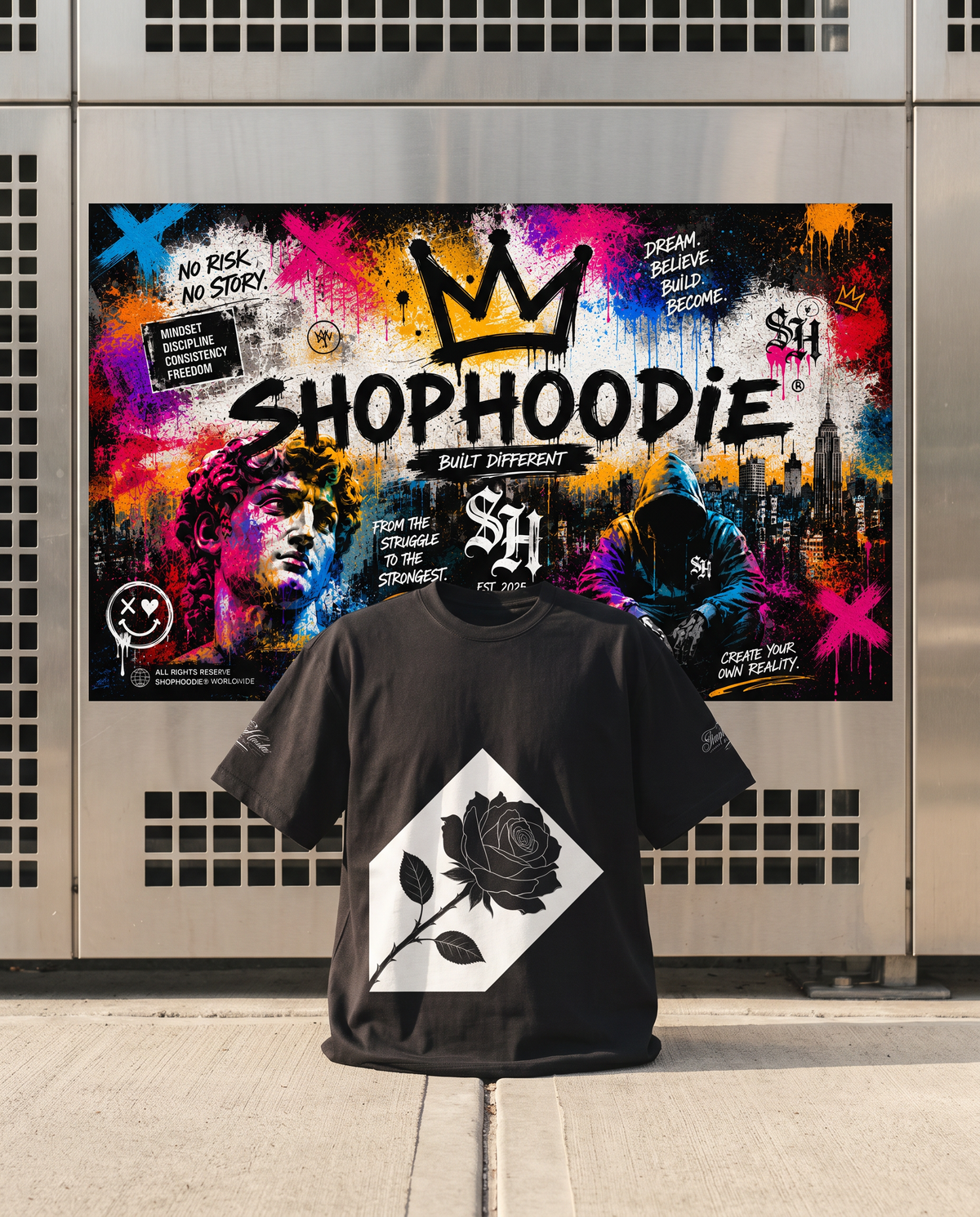 SHOPHOODIE® DARK ROSE AVANT Boxy T-Shirt