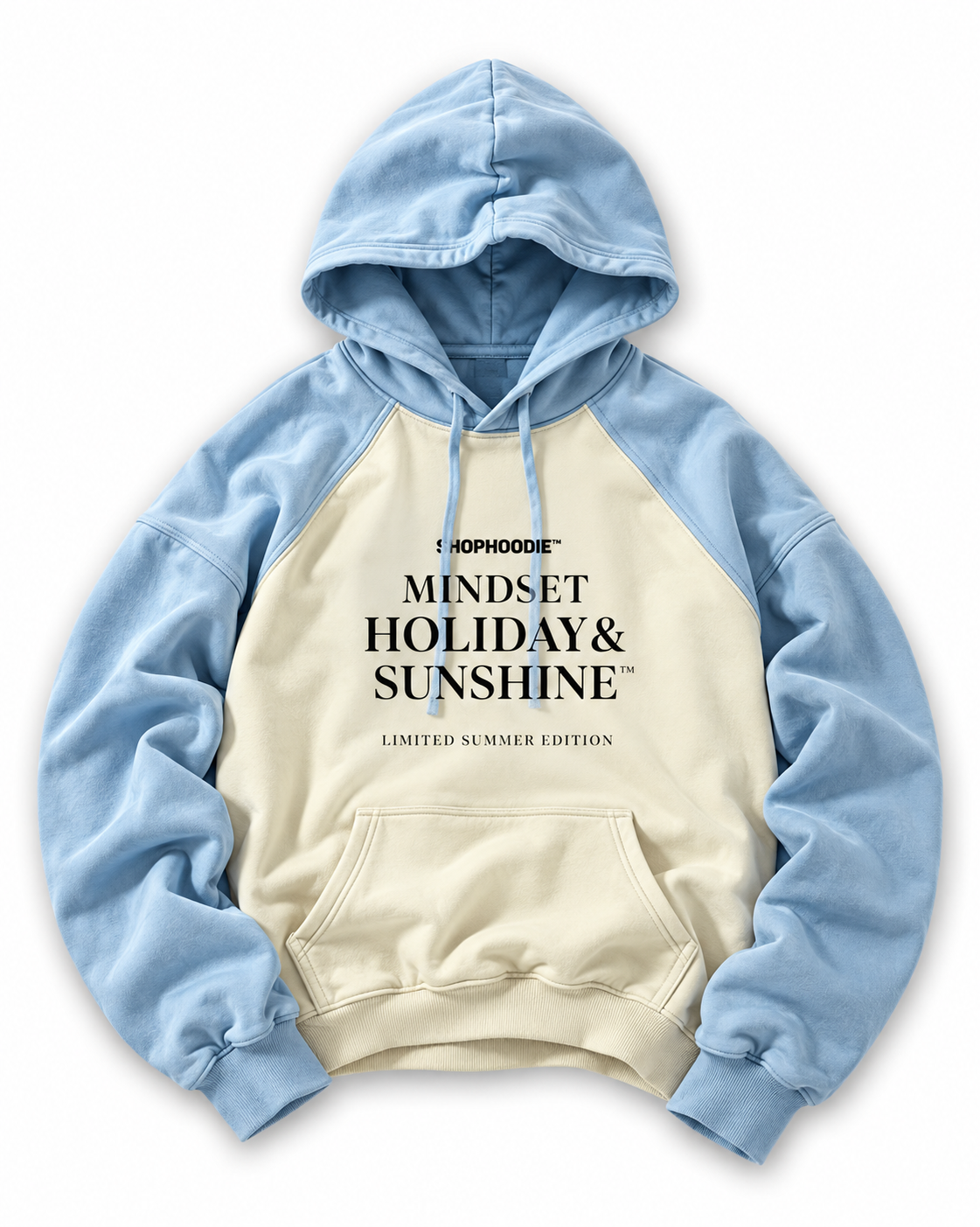The SHOPHOODIE® Mindset Holiday & Sunshine Heavyweight Color-Block Raglan Hoodie — 380 GSM