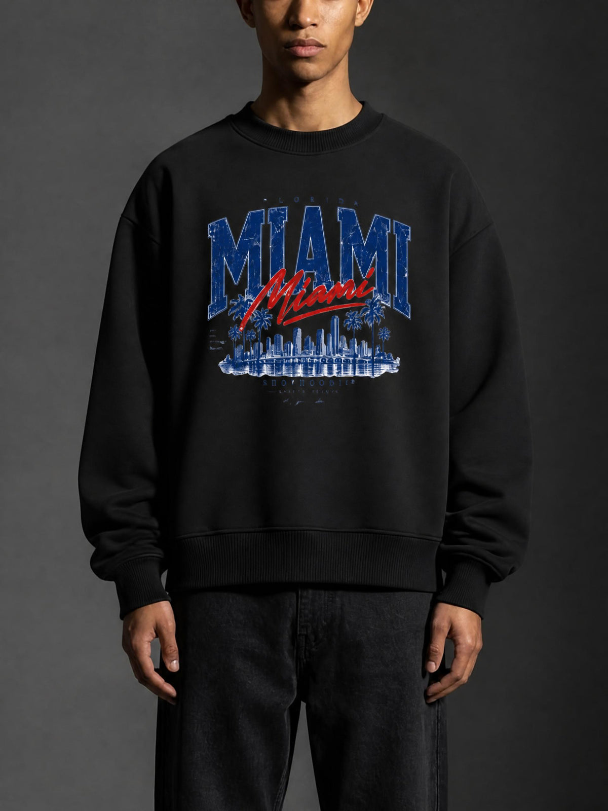 SHOPHOODIE® MIAMI Oversized Fleece Mock-Neck Sweatshirt — 350 GSM — lifestyle view 23
