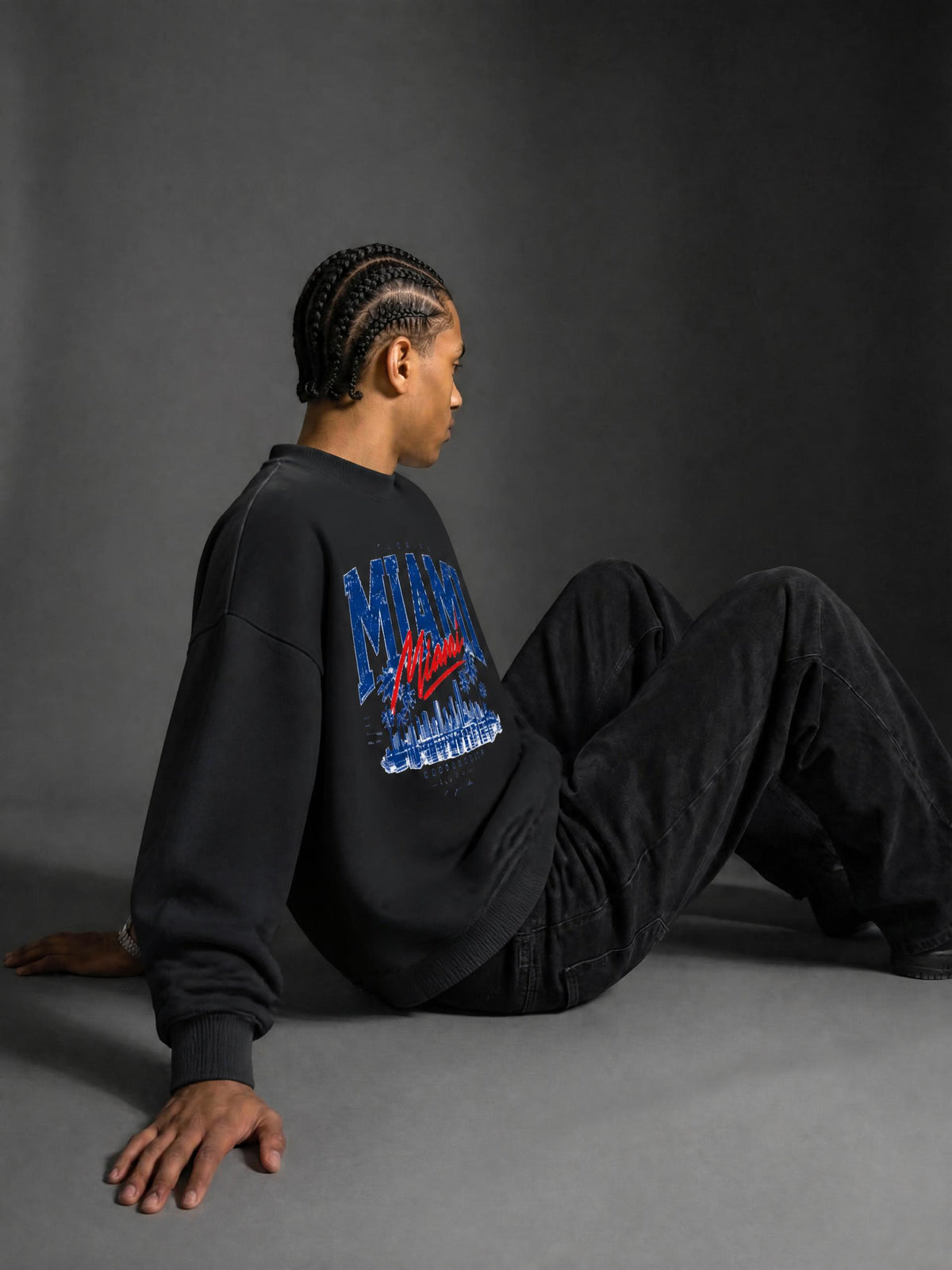 SHOPHOODIE® MIAMI Oversized Fleece Mock-Neck Sweatshirt — 350 GSM — lifestyle view 21