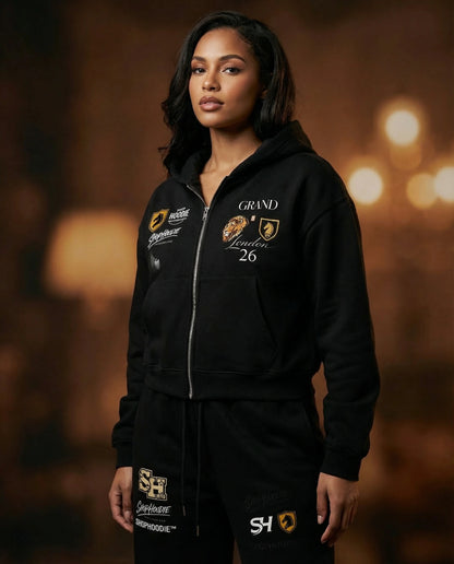 Fleece Zip-Up Boxy Hoodie & Essential Straight-Leg Sweatpants Complete Set by ShopHoodie®
