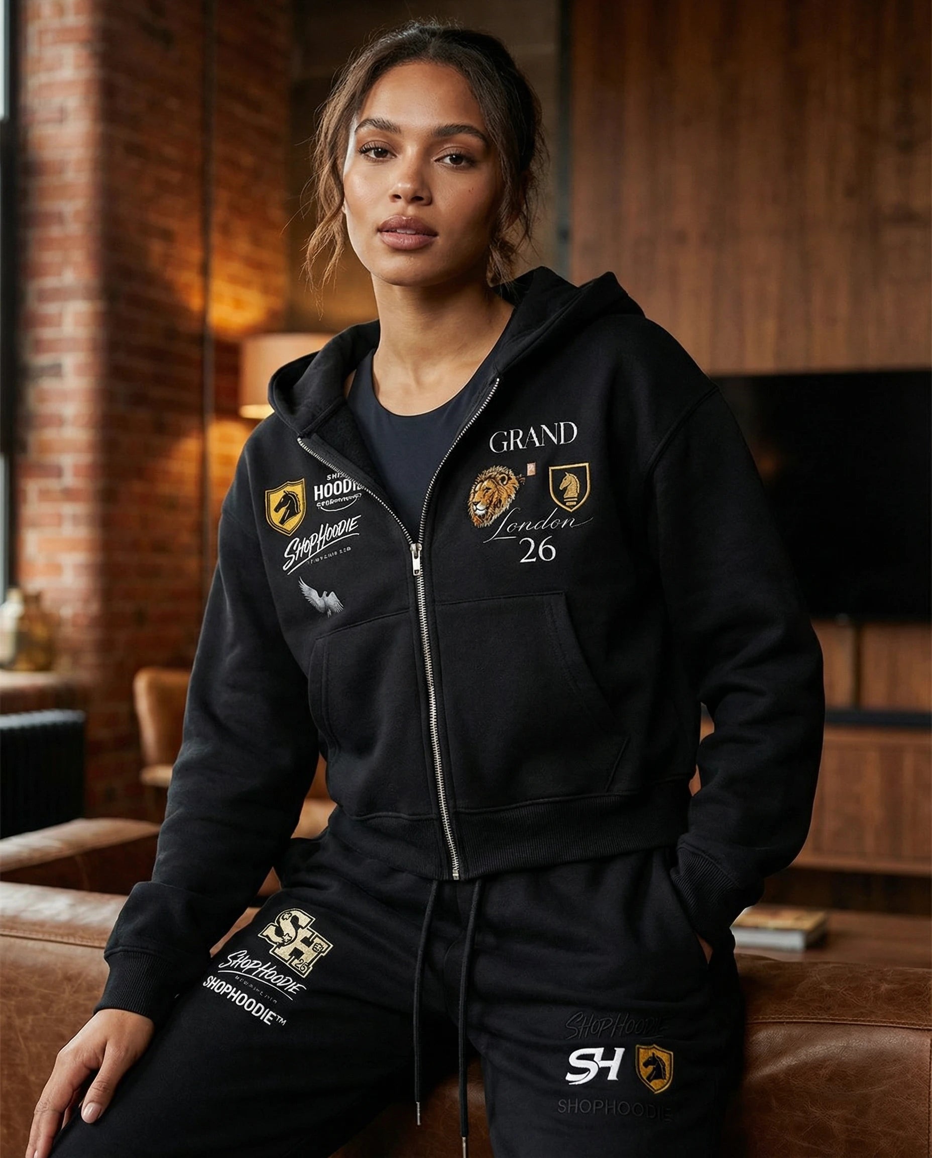 Fleece Zip-Up Boxy Hoodie & Essential Straight-Leg Sweatpants Complete Set by ShopHoodie®